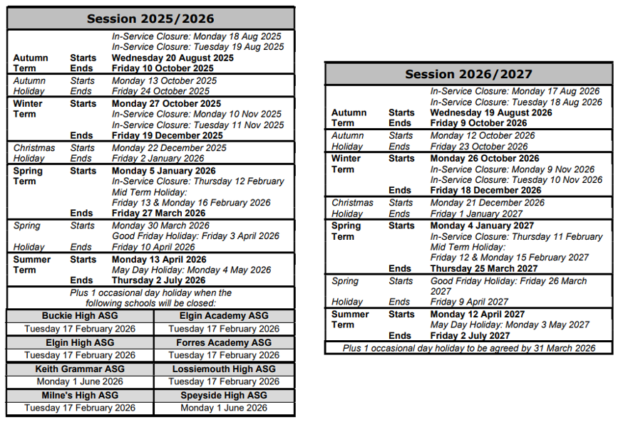 holidays 2025 - 2027